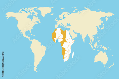 World Map Highlighting Central And Eastern Africa central africa geography map of