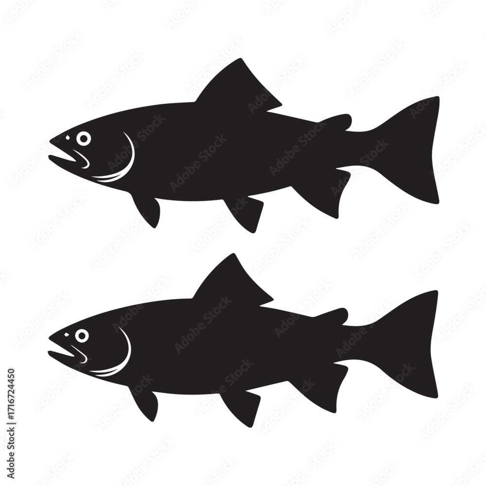 Fototapeta premium Black and White Fishing Logo Graphic
