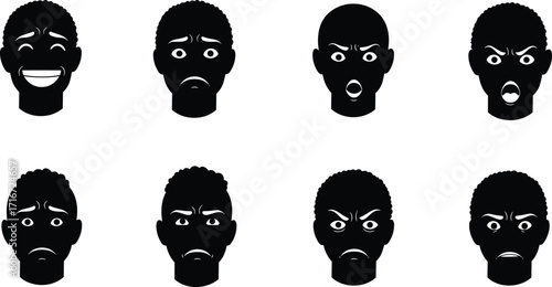 emotions, expressions, faces, silhouette, happy, sad, angry, surprised, confused, worried, frustrated, stern
