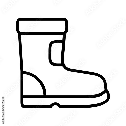 Black winter boot on white background concept of winter  
