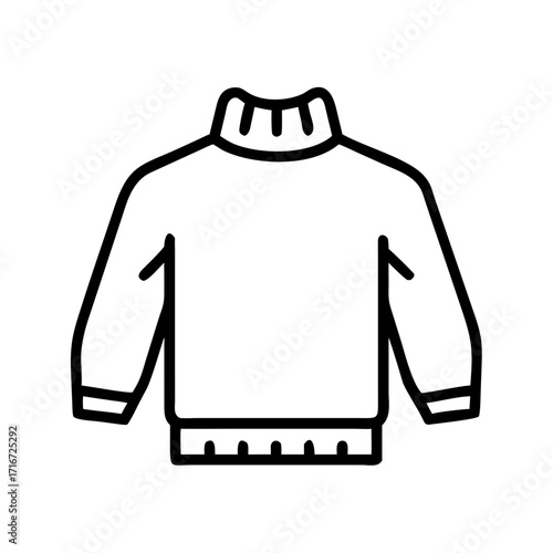 Wool sweater design in black line art style on white background  
