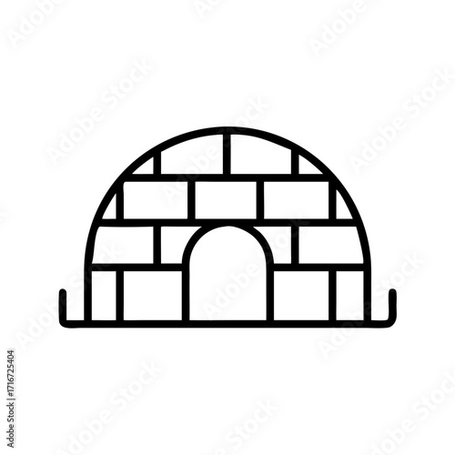 Traditional igloo structure in simple line illustration representing Winter  