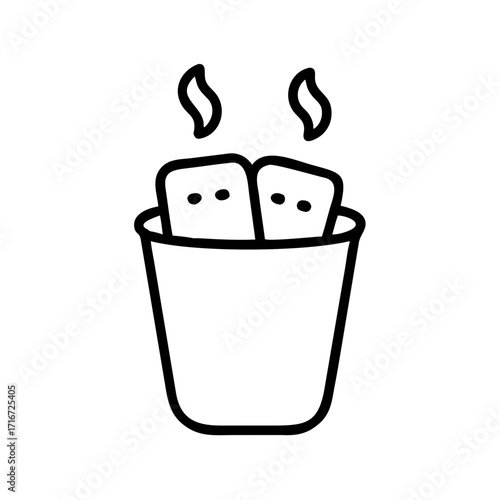 Two marshmallows in a cup with steam representing warmth in winter  
