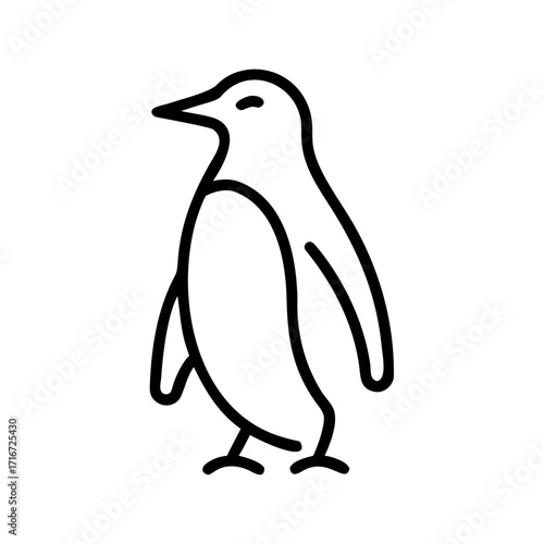 Penguin standing in minimalist design representing the concept of Winter  