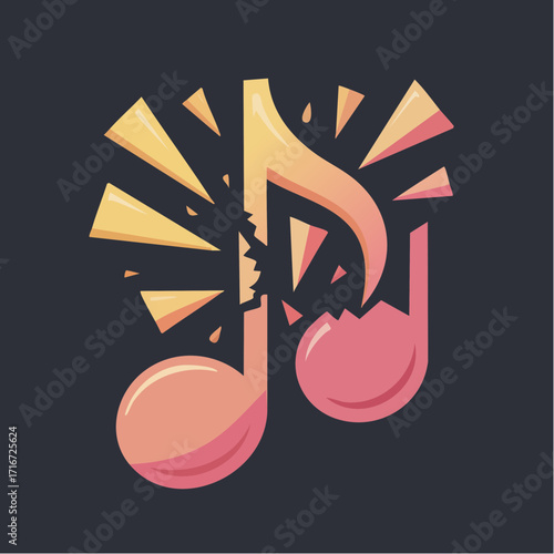melancholic music note mosaic with glowing tear-like shards