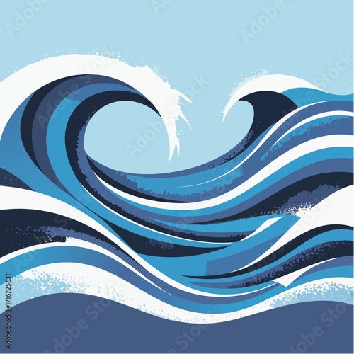sorrowful wave mosaic with carved slices and micro-grain texture