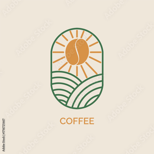 Minimalist coffee logo vector with a coffee plantation feel.