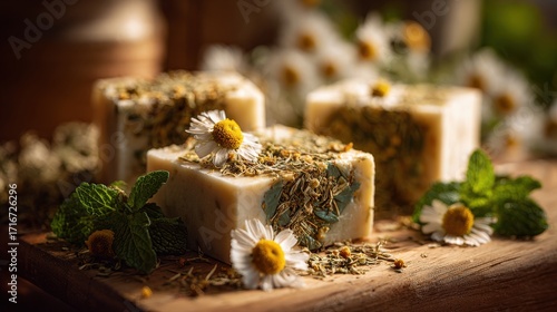 Wallpaper Mural Natural Herbal Soap Bars with Chamomile Flowers
 Torontodigital.ca