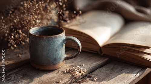 Wallpaper Mural Cozy Morning Coffee and Open Book Indoors
 Torontodigital.ca