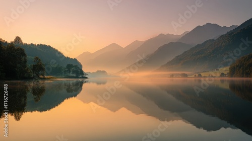 Wallpaper Mural Tranquil Mountain Lake at Sunrise Reflection
 Torontodigital.ca