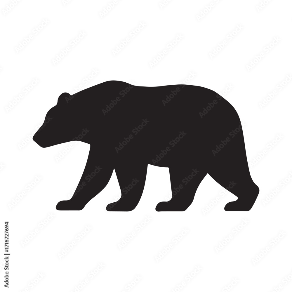 Fototapeta premium Black bear silhouette isolated on white background