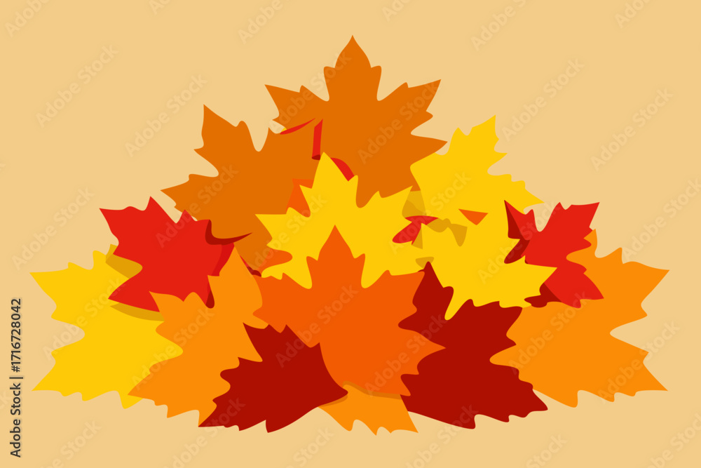 Fototapeta premium Pile of colorful maple leaves in autumn colors