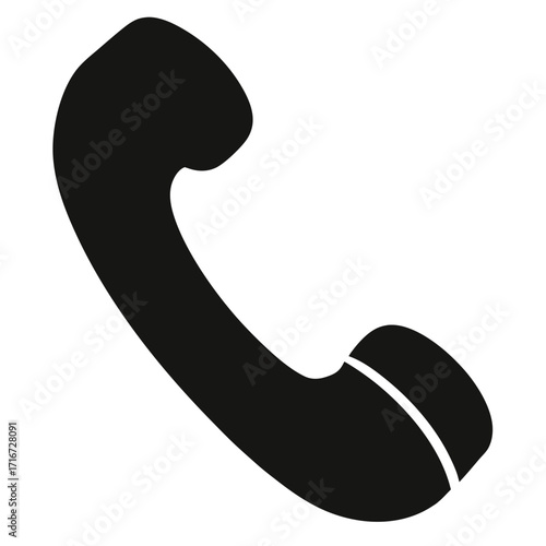 Black Silhouette of a Telephone Handset on White Background communication call