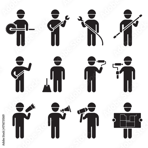 Musicians Silhouette Vector Set, Band Performance, Playing Instruments, Guitar, Violin, Banjo, and Music Icons