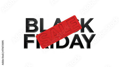 Black friday sale text in chrome effect with red sale banner on a black background promotional image