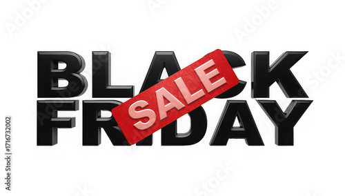 Black friday text with red sale banner against a black background in a promotional image