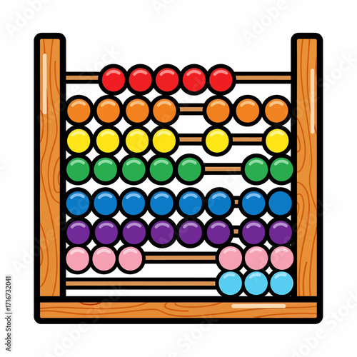 Colorful Abacus with Rainbow-Colored Beads for Counting and Learning Educational Tool