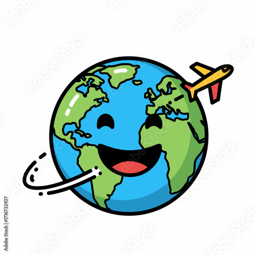 Globe Trotter Earth with a Plane Ready to Travel the World