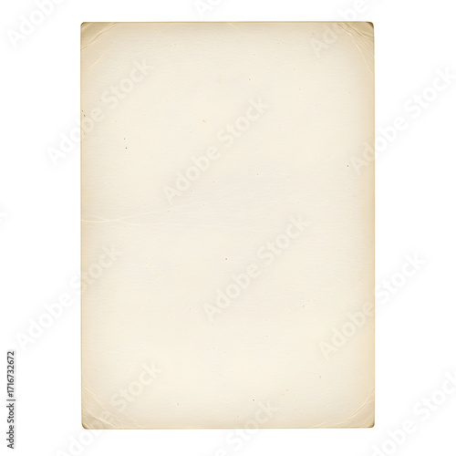 Vintage aesthetic paper sheet with aged texture, isolated on white or transparent background. Ideal for posters, certificates, invitations, and retro-inspired design projects