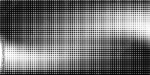 Grunge halftone gradient background. Faded grit noise texture. White and black sand wallpaper. Retro pixelated backdrop. Anime or manga style comic overlay. Vector graphic design textured template