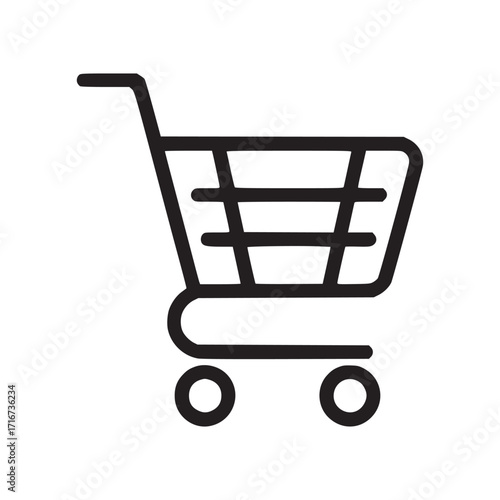 Vector art of simple illustration of a shopping cart, representing retail, commerce, and online shopping, suitable for use in ecommerce websites, advertising, and marketing materials, conveying a sens