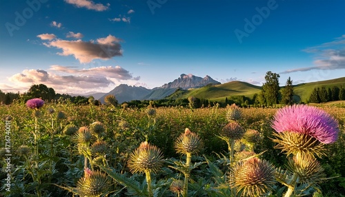 Field With Silybum Marianum