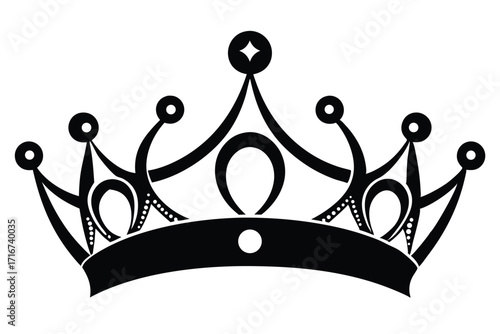 Ornate Black Crown with Circles, Arches and a Diamond Decoration Symbol Design