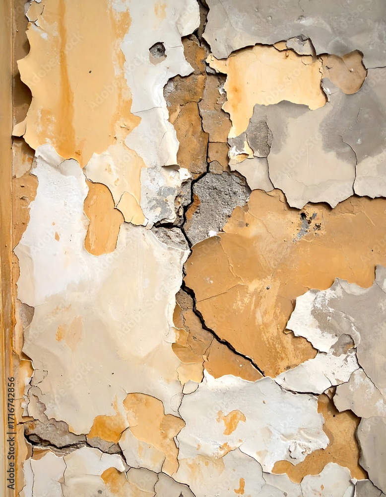 Fototapeta premium Cracked, peeling paint on a wall