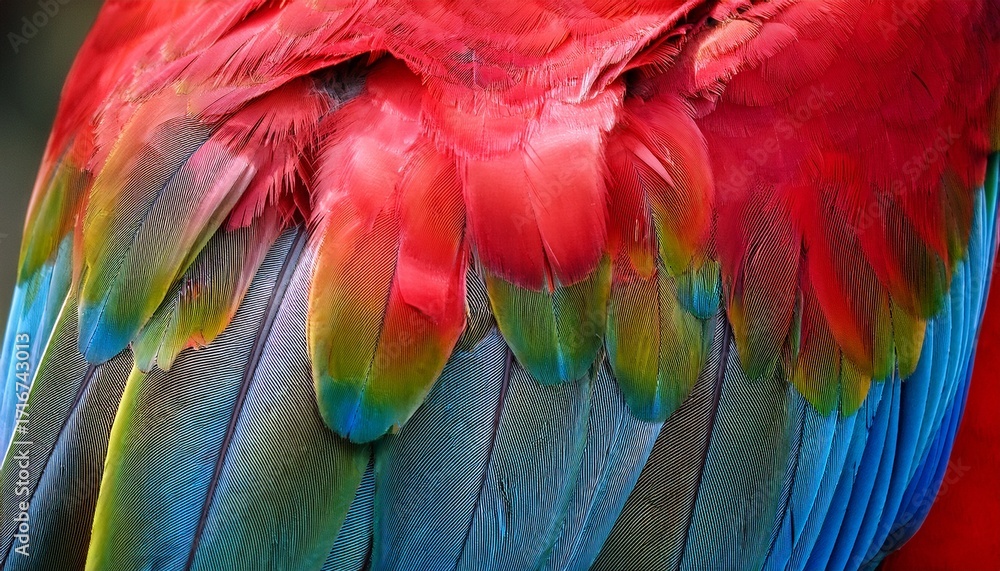Obraz premium Close Up Of Scarlet Macaw Bird S Feathers