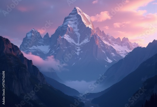 Majestic Mountain Peaks Twilight Skyscape Colors Overwhelming Horizon Reflections
