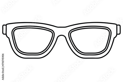 Outline Style Image of Square Framed Glasses Minimalist Design, Fashion Accessory