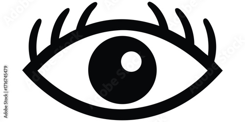 A simple vector drawing of a black spider with a human eye for an iris, symbolizing a haunting vision