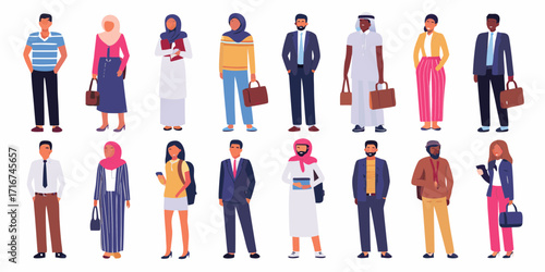 Diverse group of men and women in professional and casual attire Keywords: diverse people, men