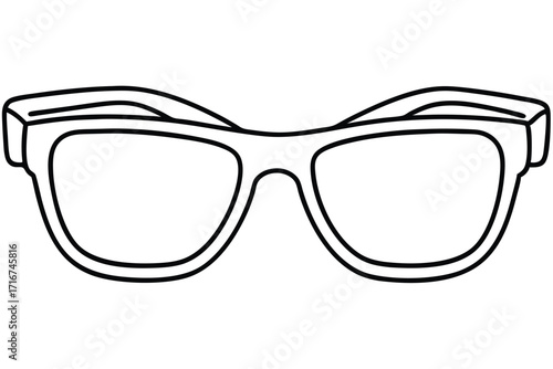 Outline of Stylish Sunglasses with Thick Black Frames and Clear Lenses Silhouette