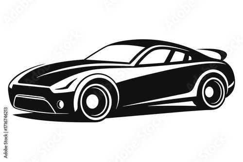 Sleek Silhouette of a Sporty Car, Design Emphasizing Speed and Modernity Illustration