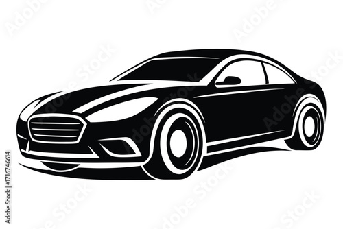 Stylish Black Car Illustration Sleek Design, Modern Vehicle, Automotive Art, Transportation Icon