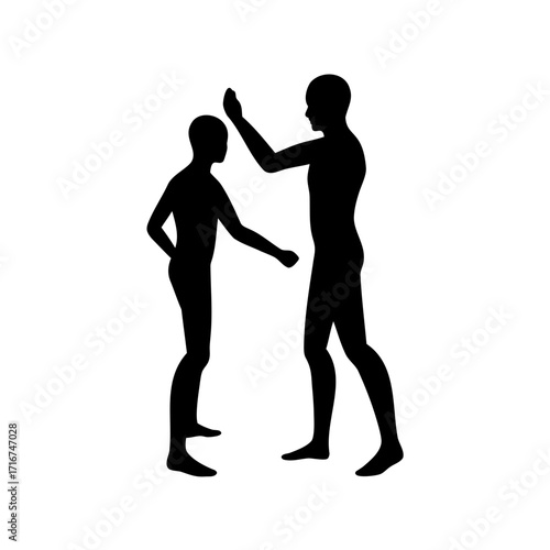 Silhouette of Confrontation A potential argument or conflict depicted between two figures