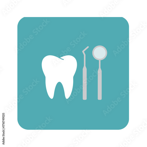 Dental tooth care concept with professional dentistry tools and equipment, clean health icon for oral hygiene.