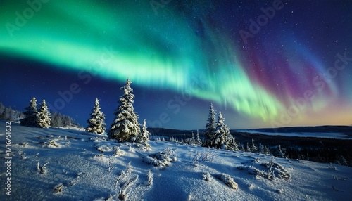 Northern Lights And Snowflakes