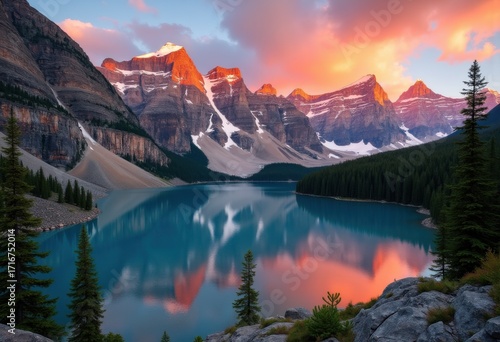 Stunning Majestic Mountain Range Golden Hour Sunrise Radiance Nature Landscape Scenic Beauty Wilderness