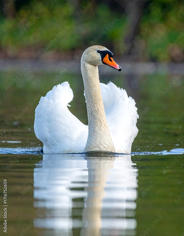Fototapeta premium Graceful swan on placid water
