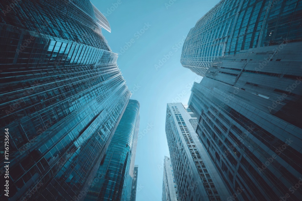 Fototapeta premium City skyscrapers viewed from below