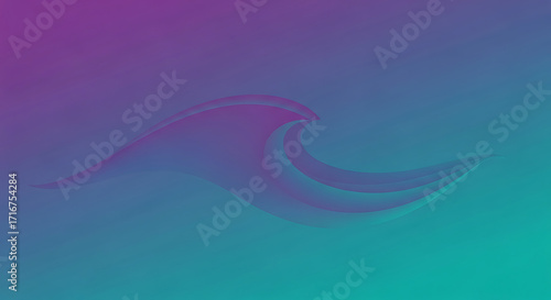 A stylized wave design displays a gradient of purple and teal tones, creating a visually appealing and serene aesthetic.