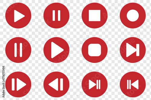 player interface icon. play button icon. Play and pause buttons icon set, ideal for media players. Set of play buttons icons. Play button. Video audio player. video paused icon Flat symbol set outline
