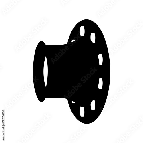 Silhouette of a mechanical flange component with bolt holes on white background