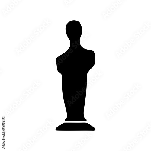 Black silhouette of a statue representing an award or achievement on white backdrop