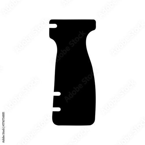 Black silhouette of a bottle with volume markings, simple vector icon