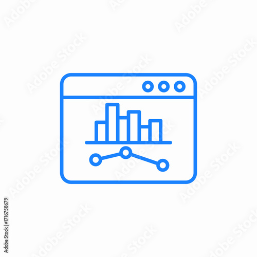 browser window or webpage with graphs and charts for data analysis icon sign vector