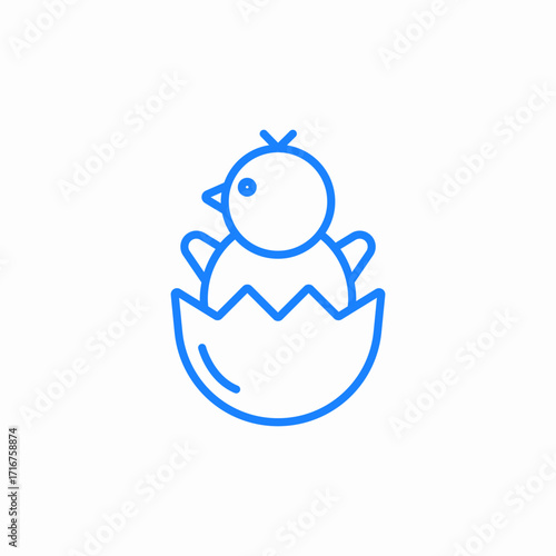 chick hatching from egg icon sign vector