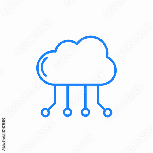 cloud technologies or cloud computing network connections or data nodes icon sign vector
